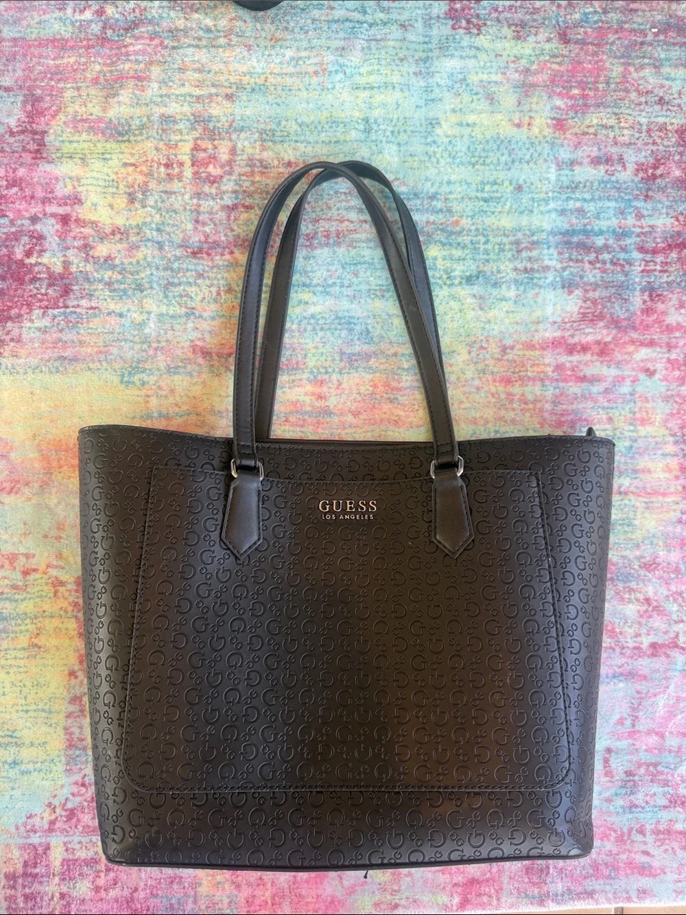 GUESS Brown Embossed Logo Tote